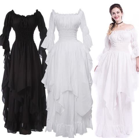 Lace megaphone, retro dress with sleeves, small princess costume, Gothic, cosplay, graduation party