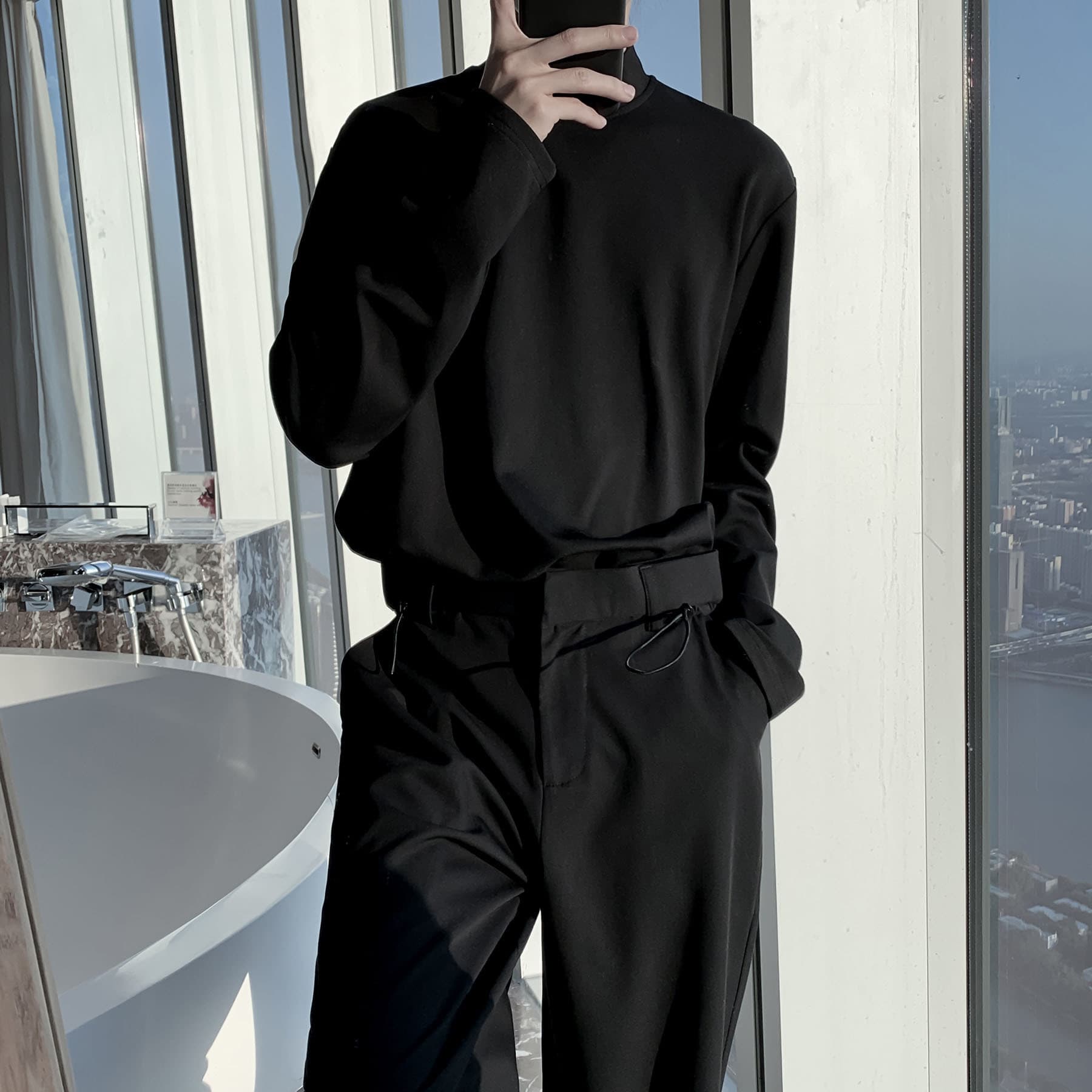 Trousers, drawstring, loose straight fit, high waist 4