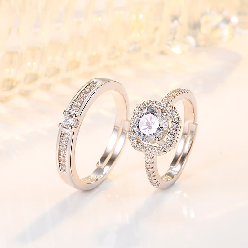 Fashionable ring with zircon, Korean style, for beloved, simple and elegant design