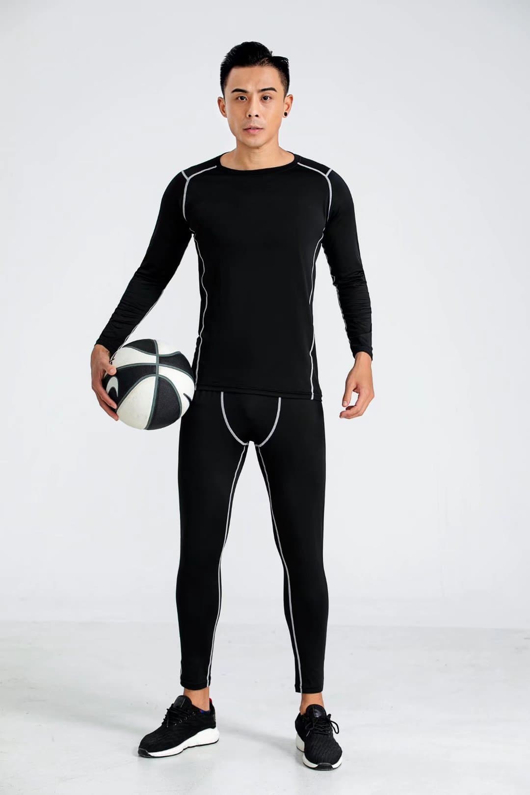 Quick dry body-friendly sports underwear for gym, basketball set, football leggings for training, winter long-sleeve, tight 2