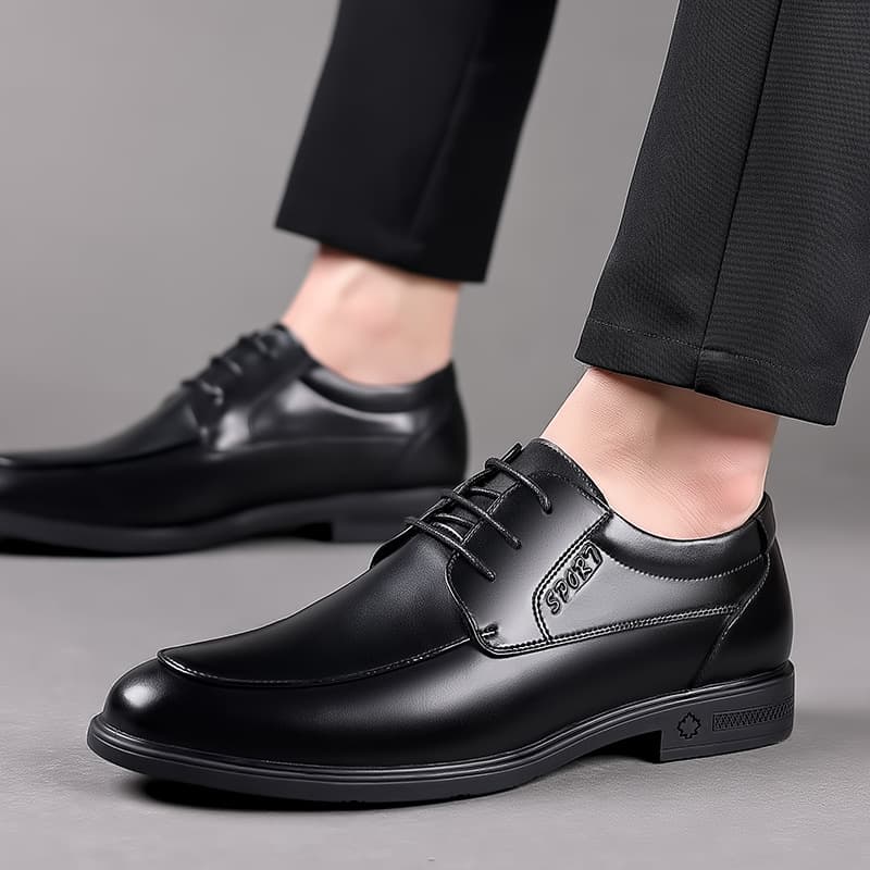 Men's shoes, business leather shoes, formal casual shoes, spring low-top cowhide leather British gentleman's derby shoes, black four-season shoes 3