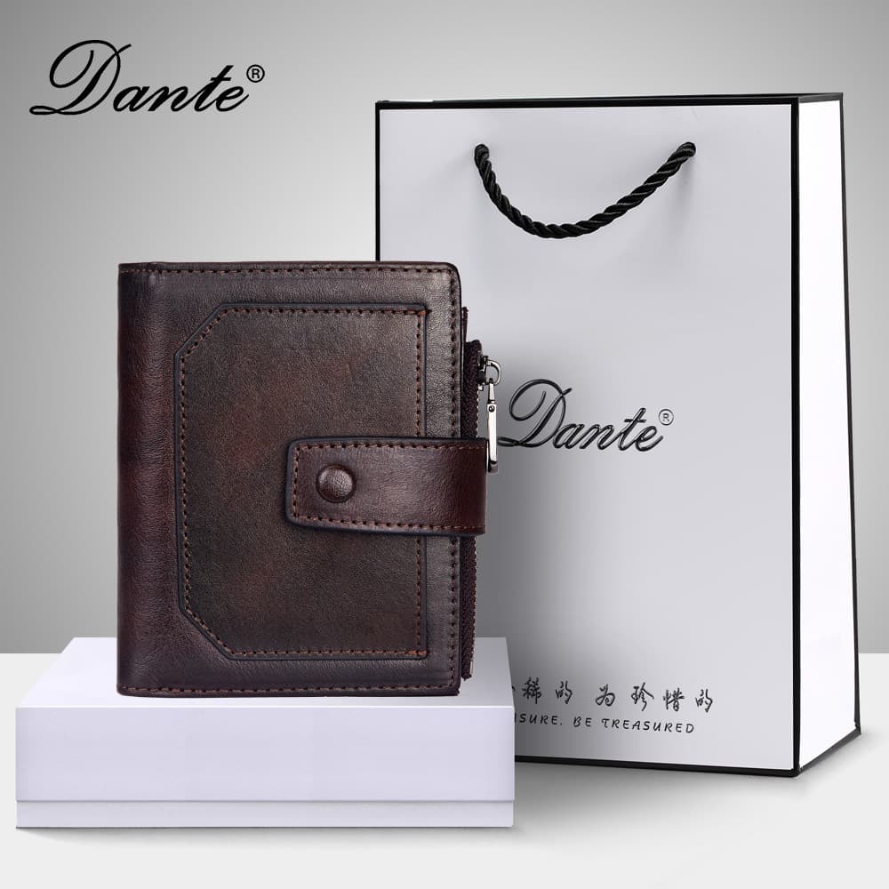 (Wholesale), (Cross-border trading), short retro leather wallet with zipper, genuine leather, anti-theft 4