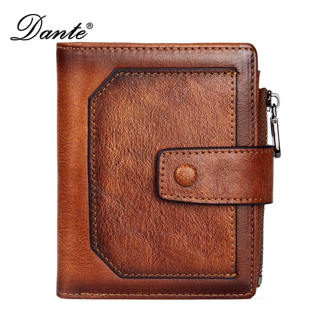 (Wholesale), (Cross-border trading), short retro leather wallet with zipper, genuine leather, anti-theft 5