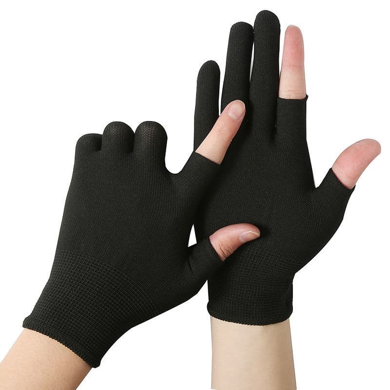 Thin two fingers picked tea picking and fishing fishing glove half finger semi -finger packing sorting semi -nylon sun exposure three fingers 2