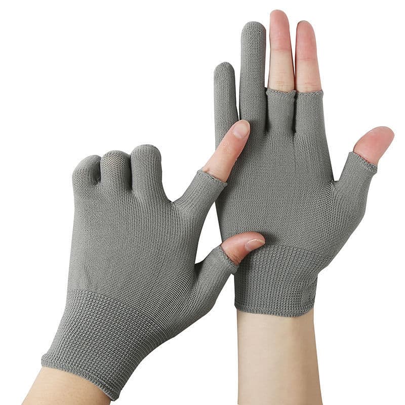 Thin two fingers picked tea picking and fishing fishing glove half finger semi -finger packing sorting semi -nylon sun exposure three fingers 3
