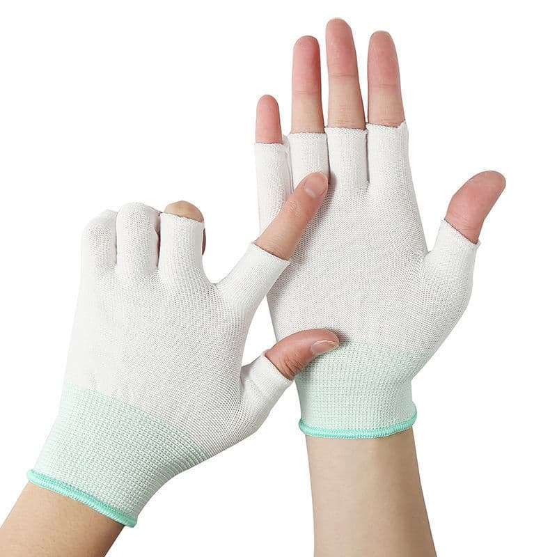 Thin two fingers picked tea picking and fishing fishing glove half finger semi -finger packing sorting semi -nylon sun exposure three fingers 4