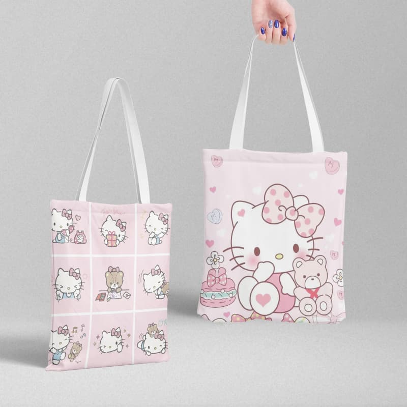Hello kitty, cloth bag, fresh shopping bag, purse, capacious linen bag, 39cm, 36cm, Birthday gift 5