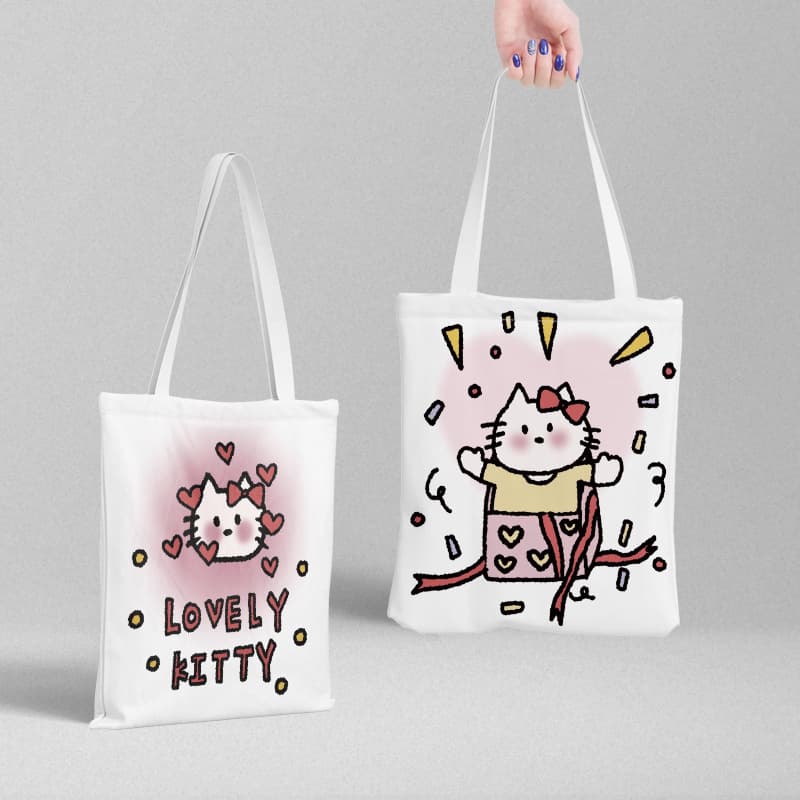 Hello kitty, cloth bag, fresh shopping bag, purse, capacious linen bag, 39cm, 36cm, Birthday gift 6