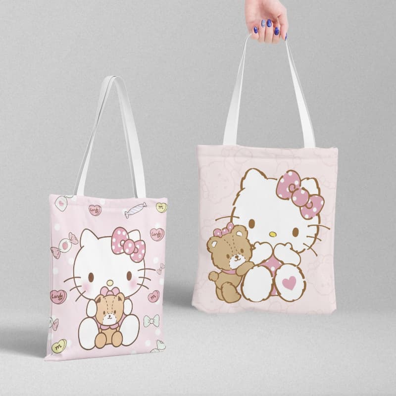 Hello kitty, cloth bag, fresh shopping bag, purse, capacious linen bag, 39cm, 36cm, Birthday gift 8