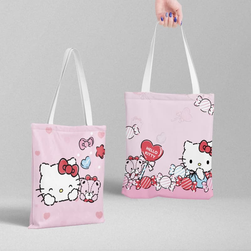 Hello kitty, cloth bag, fresh shopping bag, purse, capacious linen bag, 39cm, 36cm, Birthday gift 9