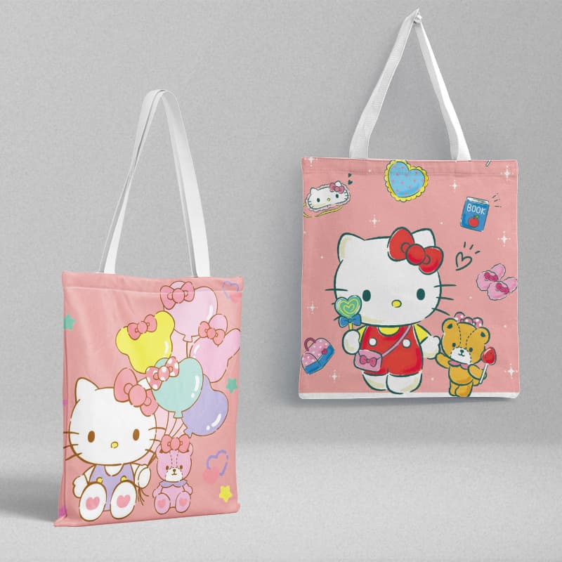 Hello kitty, cloth bag, fresh shopping bag, purse, capacious linen bag, 39cm, 36cm, Birthday gift 10