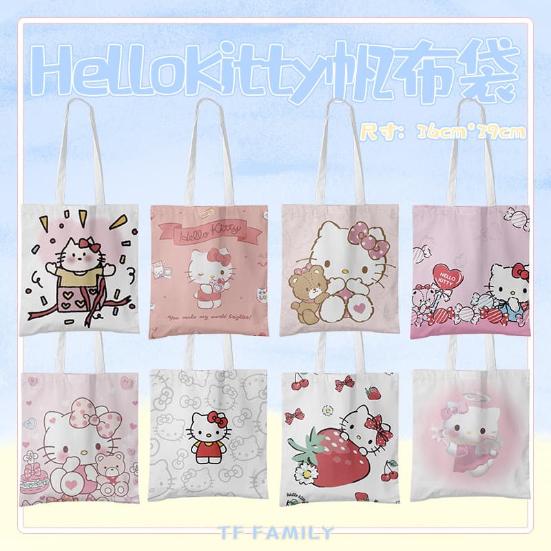 Hello kitty, cloth bag, fresh shopping bag, purse, capacious linen bag, 39cm, 36cm, Birthday gift 1