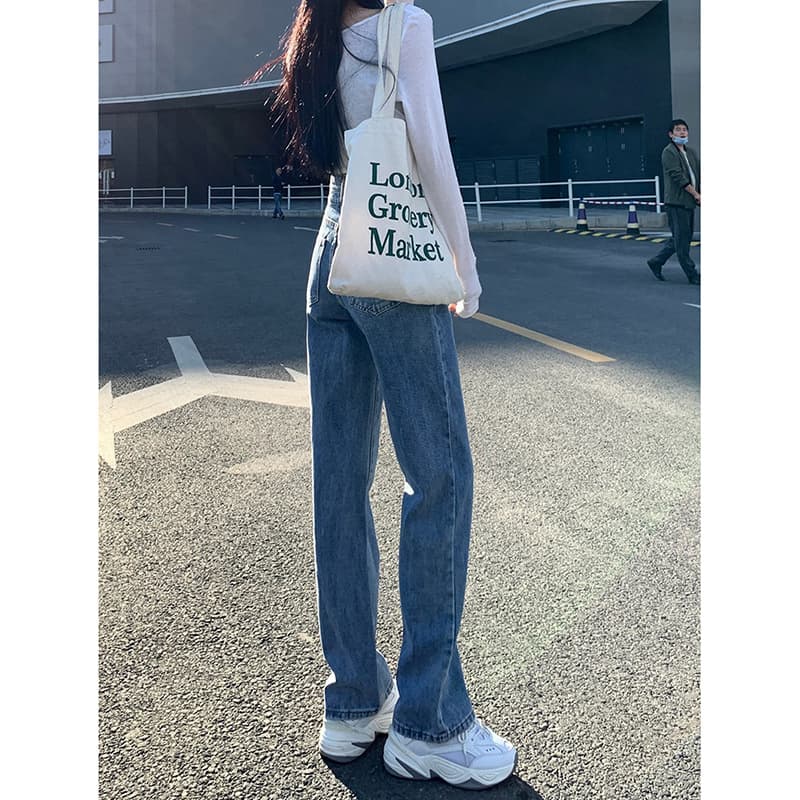 Spring jeans, trousers, high waist, loose straight fit, for teenagers, suitable for spring and autumn 4