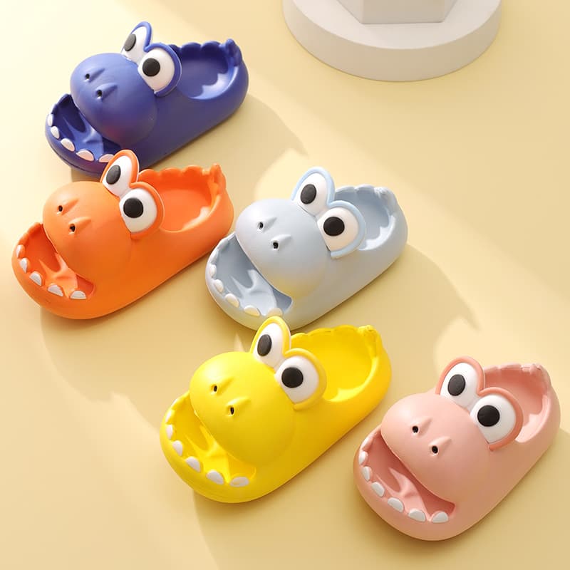 Home cute non-slip dinosaur, children's slippers platform for boys, closed toe, suitable for outdoor wear 2