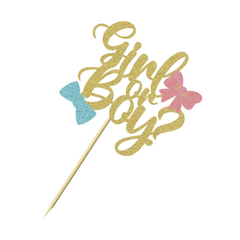 Boy or Girl bow tie cake 插 Baby gender reveal theme party scene decoration 5
