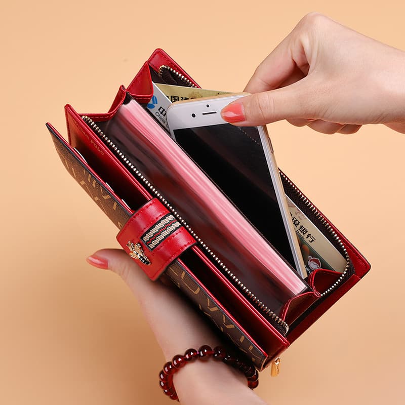 (Wholesale), wallet, long shoulder bag, universal card holder, genuine leather, high-end 3