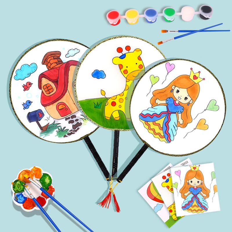 Handmade graffiti fans wholesale street stall painted fans night market children's painted fans hand painted diy fan materials 1