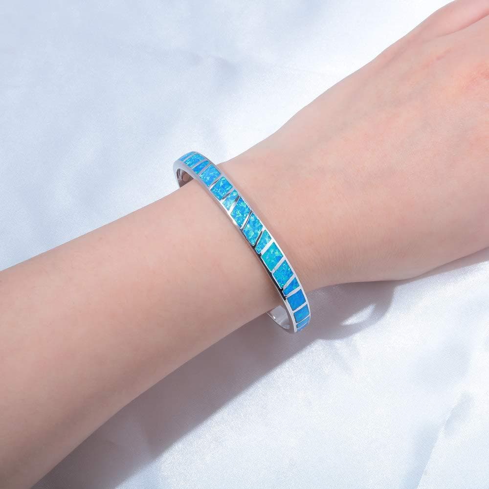 Opal Opal Hawaiian Style Blue Square Striped Bracelet Bracelet Opal Bracelet Jewelry Wholesale Inlaid Opal 4