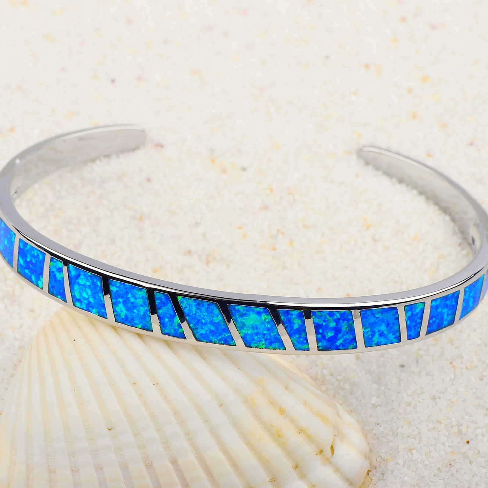 Opal Opal Hawaiian Style Blue Square Striped Bracelet Bracelet Opal Bracelet Jewelry Wholesale Inlaid Opal 1