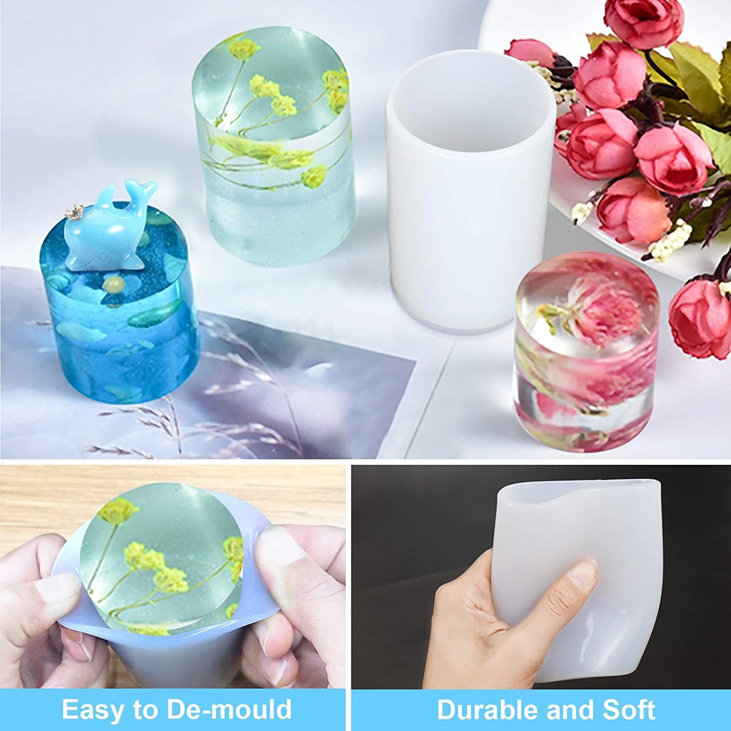 Three dimensional candle, silicone mold, soap mold, DIY, cylinder body 2
