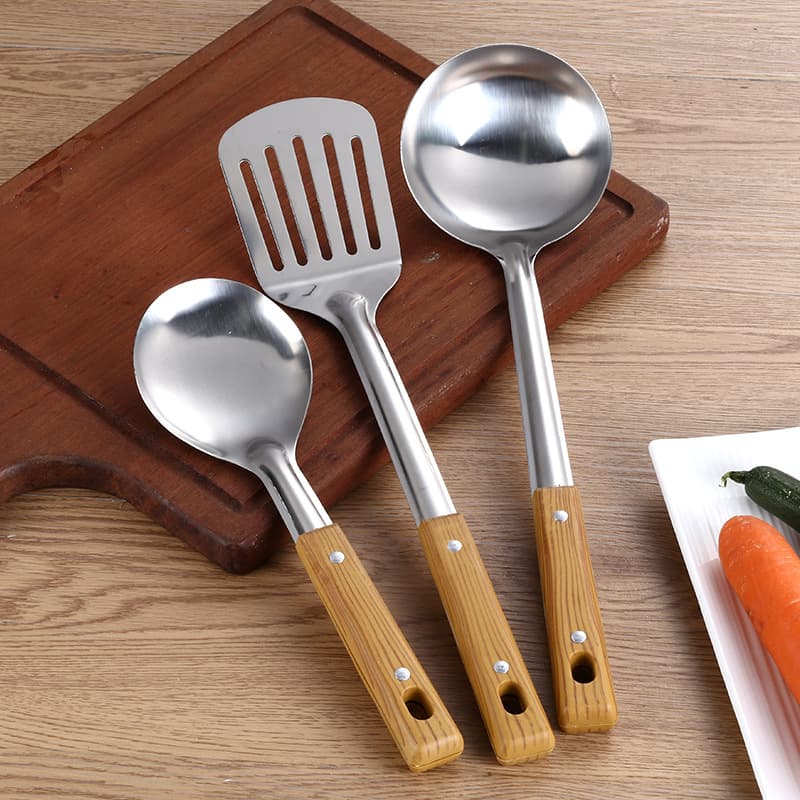 Stainless steel spatula and spoon household cooking spatula colander soup spoon frying spatula kitchen utensils cooking spatula and spoon set 4