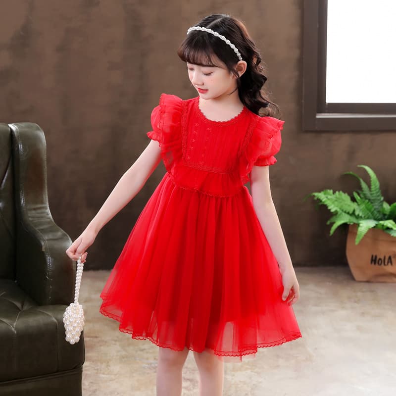 Small princess costume, summer clothing, children's white dress, girl's skirt, with short sleeve 2