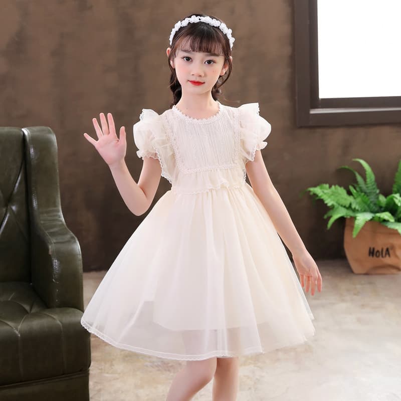 Small princess costume, summer clothing, children's white dress, girl's skirt, with short sleeve 3