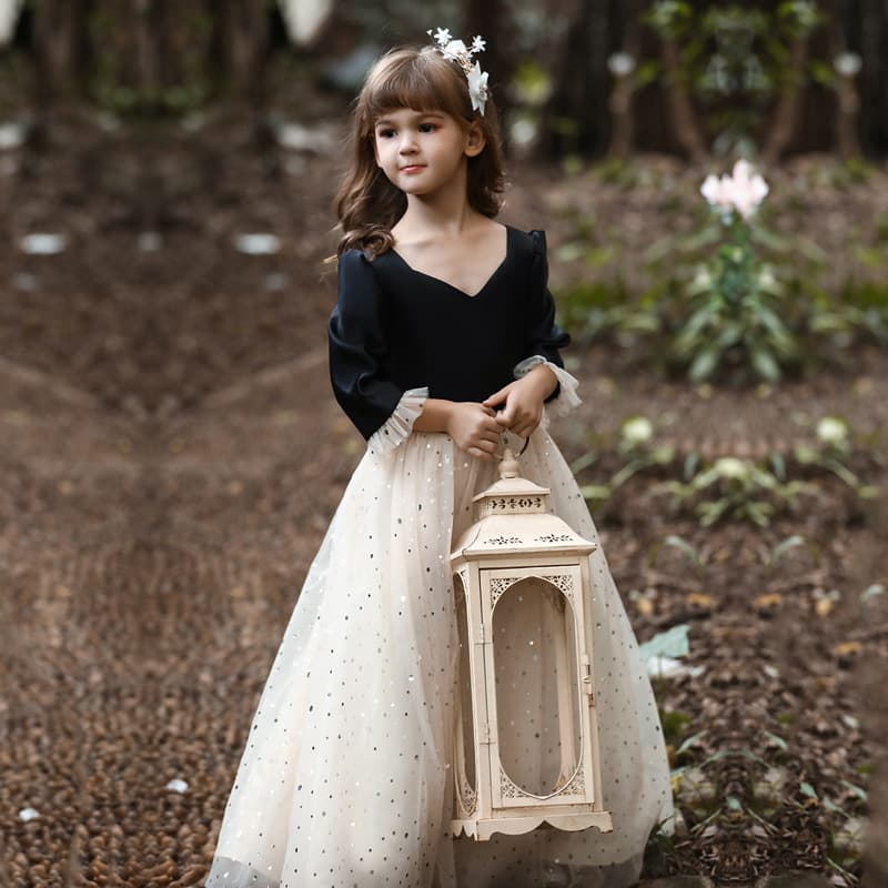 Summer small princess costume, long dress, Aliexpress, V-neckline, special occasion clothing, tulle 1