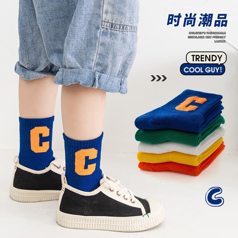 (Wholesale), autumn cartoon children's fashionable knee socks hip-hop style, mid-length 1
