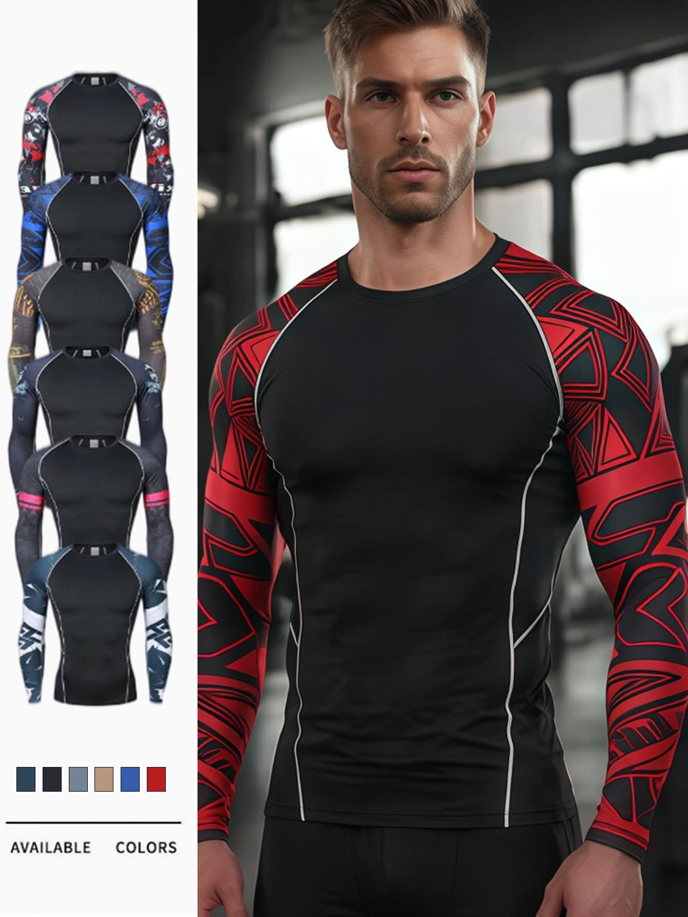 Travel basketball jersey, sports suit for training for gym, quick dry long-sleeve, for running, tight 1