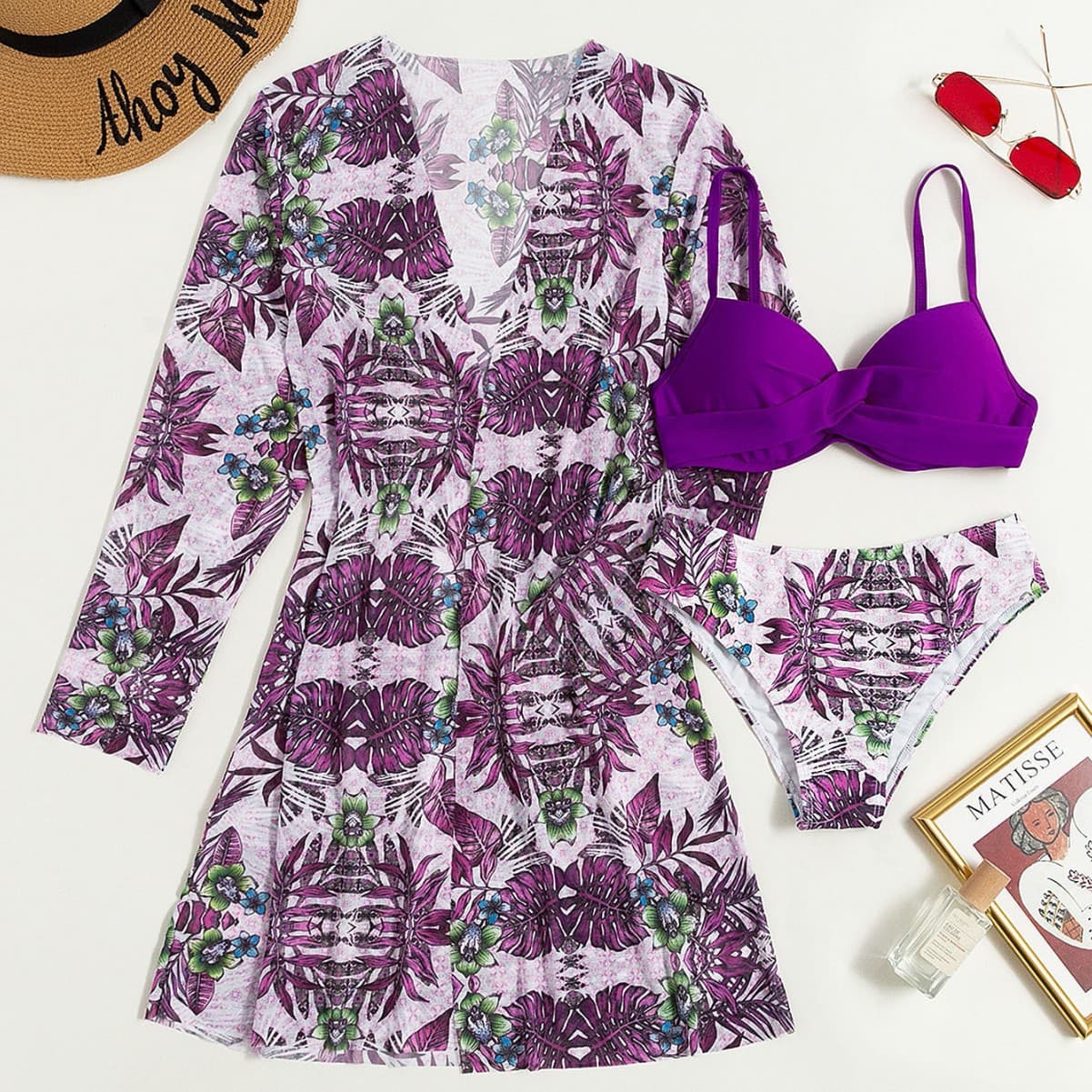 (Cross-border trading), fashionable swimwear, set, 2023 collection, European style, 3 piece set 3