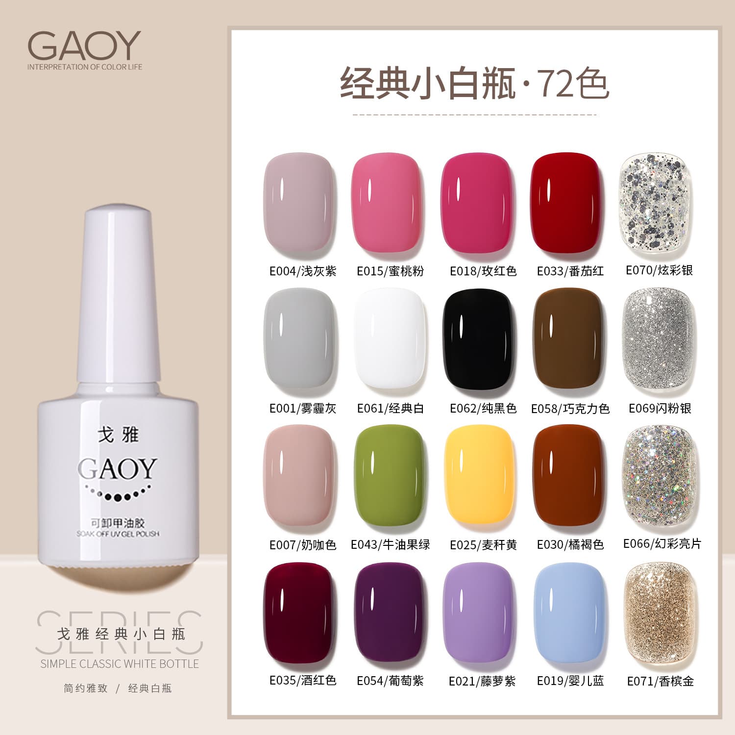 Nail Polish Gel - Pure Colors, Salon Grade 1