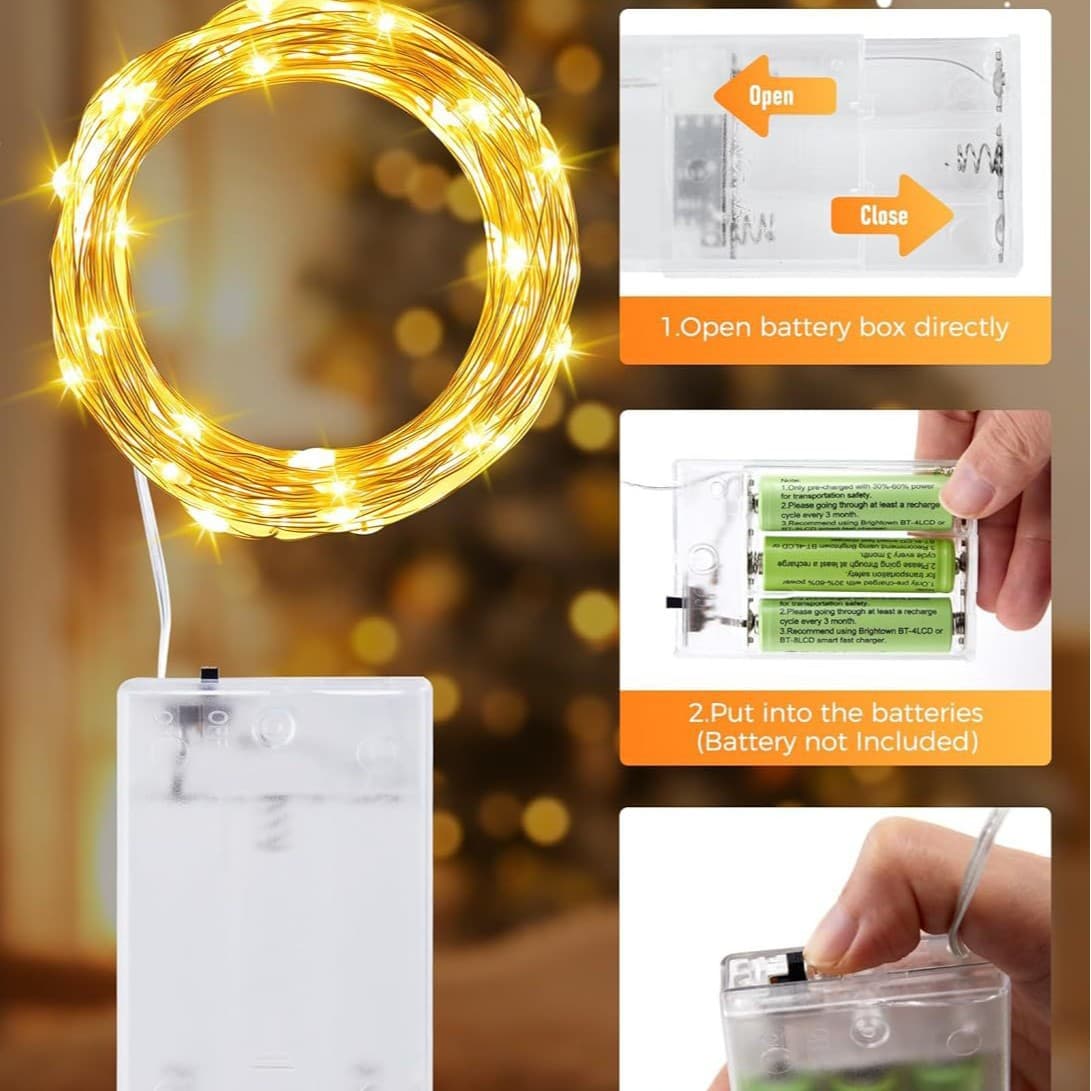 Battery Box LED Copper Wire Light String Starry Christmas Decoration Light String Flowers Cake Holiday Gift Decoration String Light 4