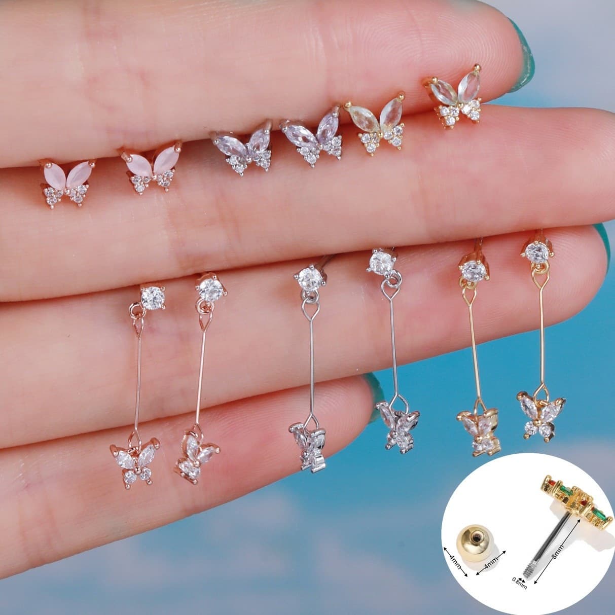 Piercing stainless steel, earrings with bow, European style 1