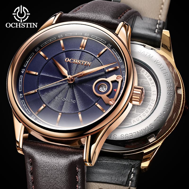 Mechanical men's watch, waterproof calendar, mechanical watch, genuine leather, fully automatic 2