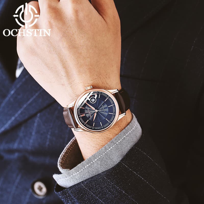 Mechanical men's watch, waterproof calendar, mechanical watch, genuine leather, fully automatic 3