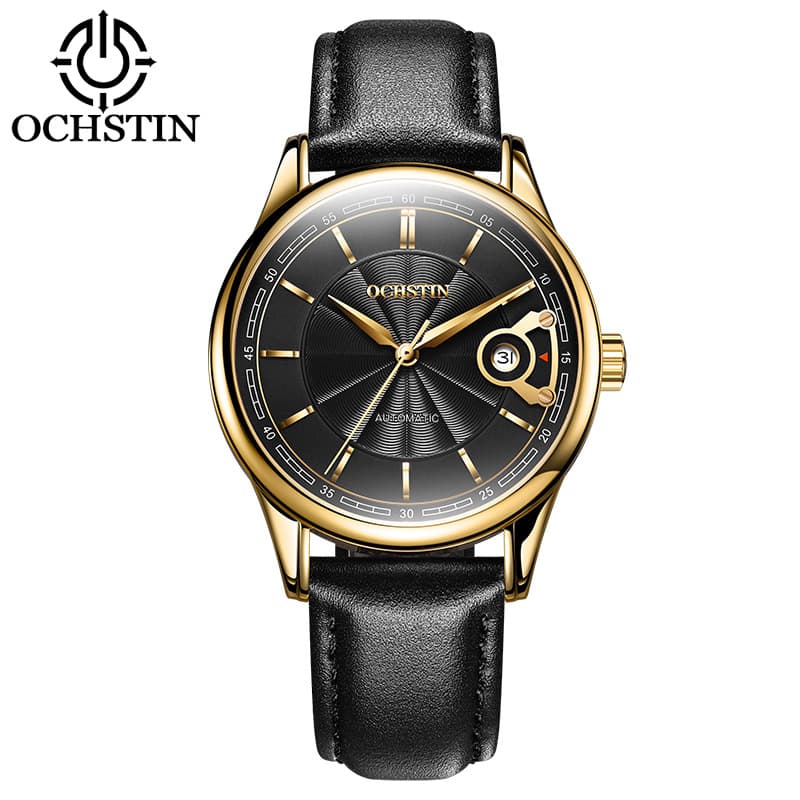 Mechanical men's watch, waterproof calendar, mechanical watch, genuine leather, fully automatic 5