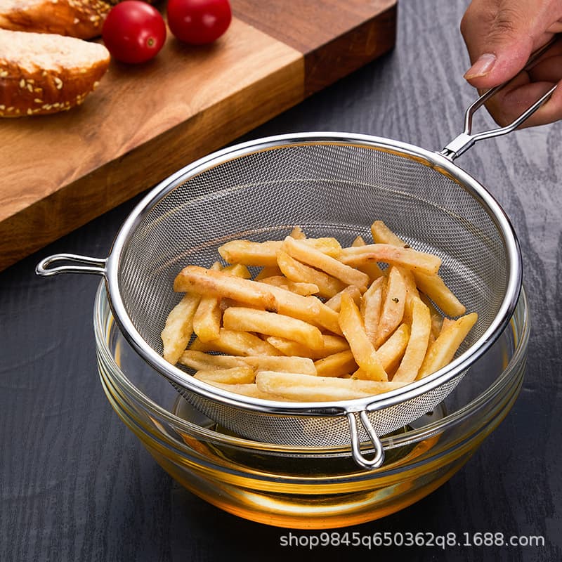Baking stainless steel flour filter sieve soy milk filter sink, cooking coordinates, two -ear mesh, snacks and potato fried net 4