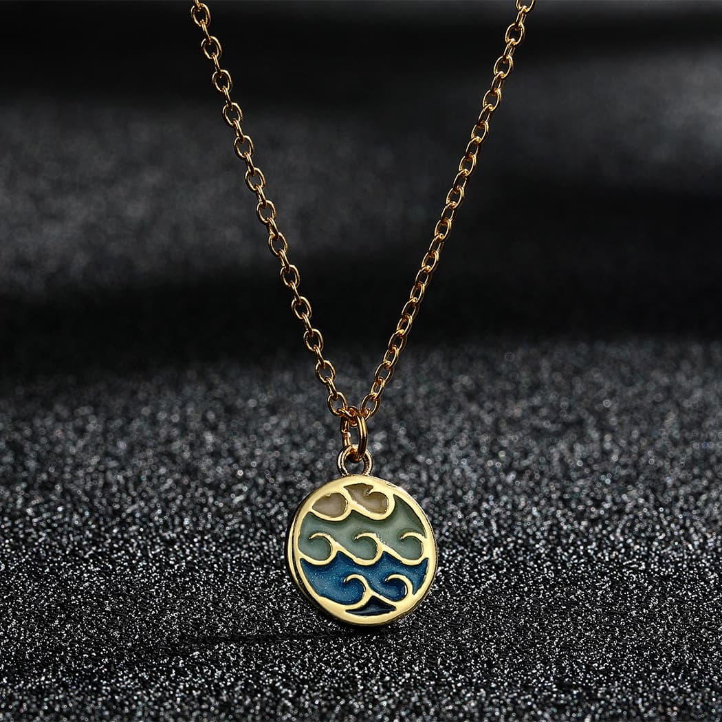 Necklace, wavy minimalistic jewelry, accessory, simple and elegant design