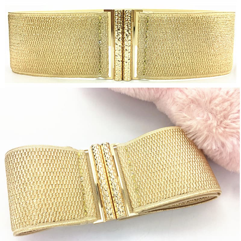 Golden down jacket, universal sweater, elastic waist belt 1