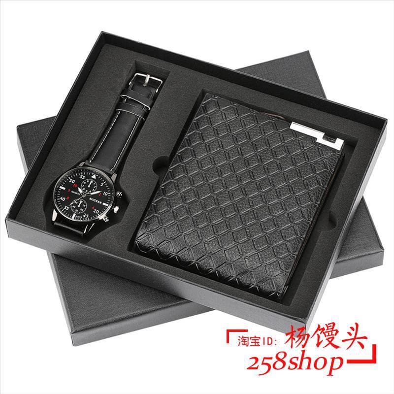 Quartz Wrist Watch Leather Wallet Gift Set for Boyfriend men 3
