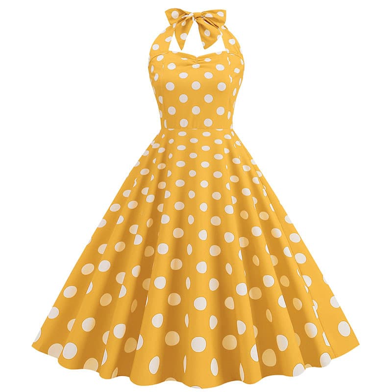 (Cross-border trading), retro long dress, flowered, 50 years, mid-length 4