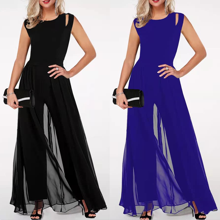 Overall with a round collar sleevless, 2023, Amazon, slim fit 1
