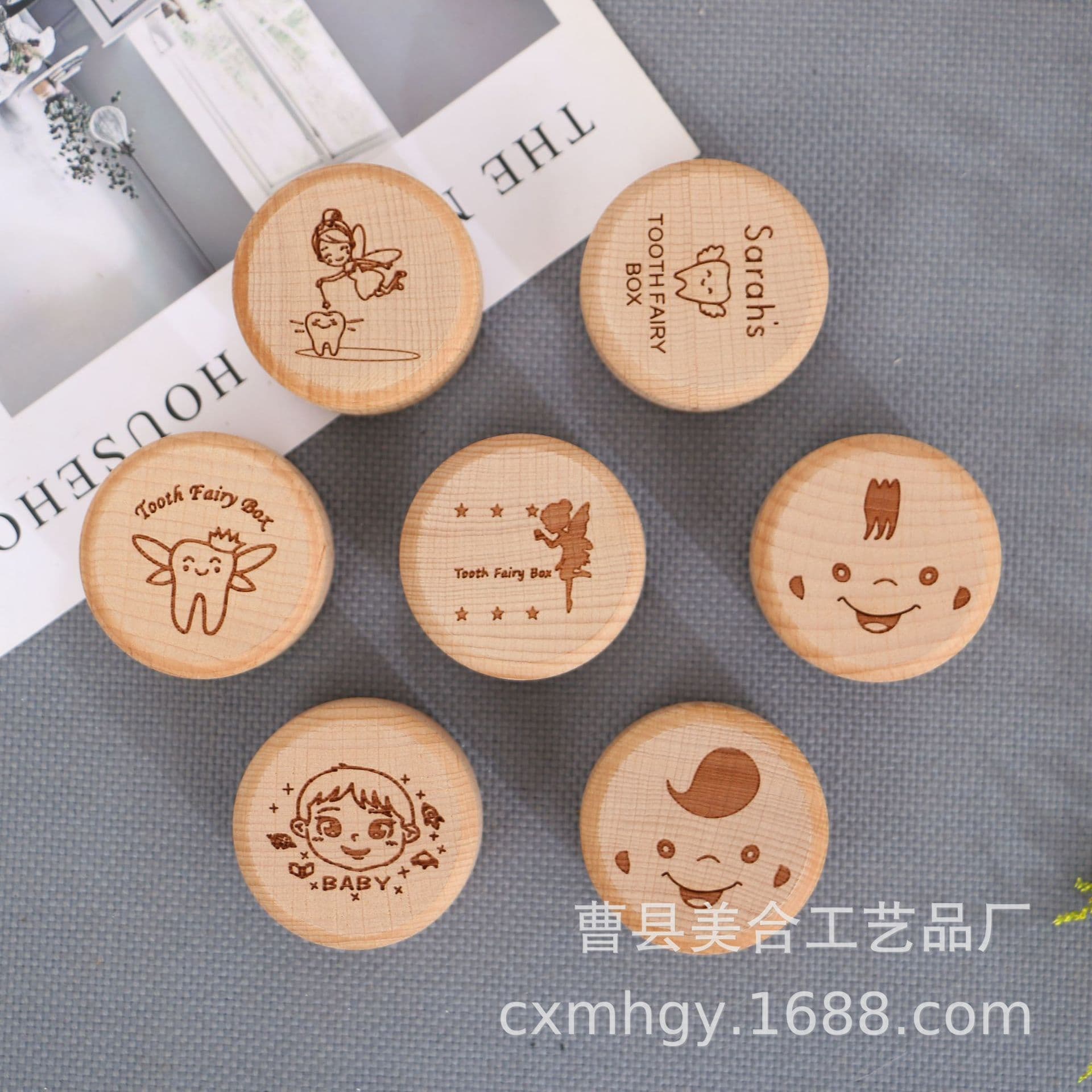 Wooden children's deciduous box male girl hair box baby fetal hair tooth collection commemorative storage box animal hair 3