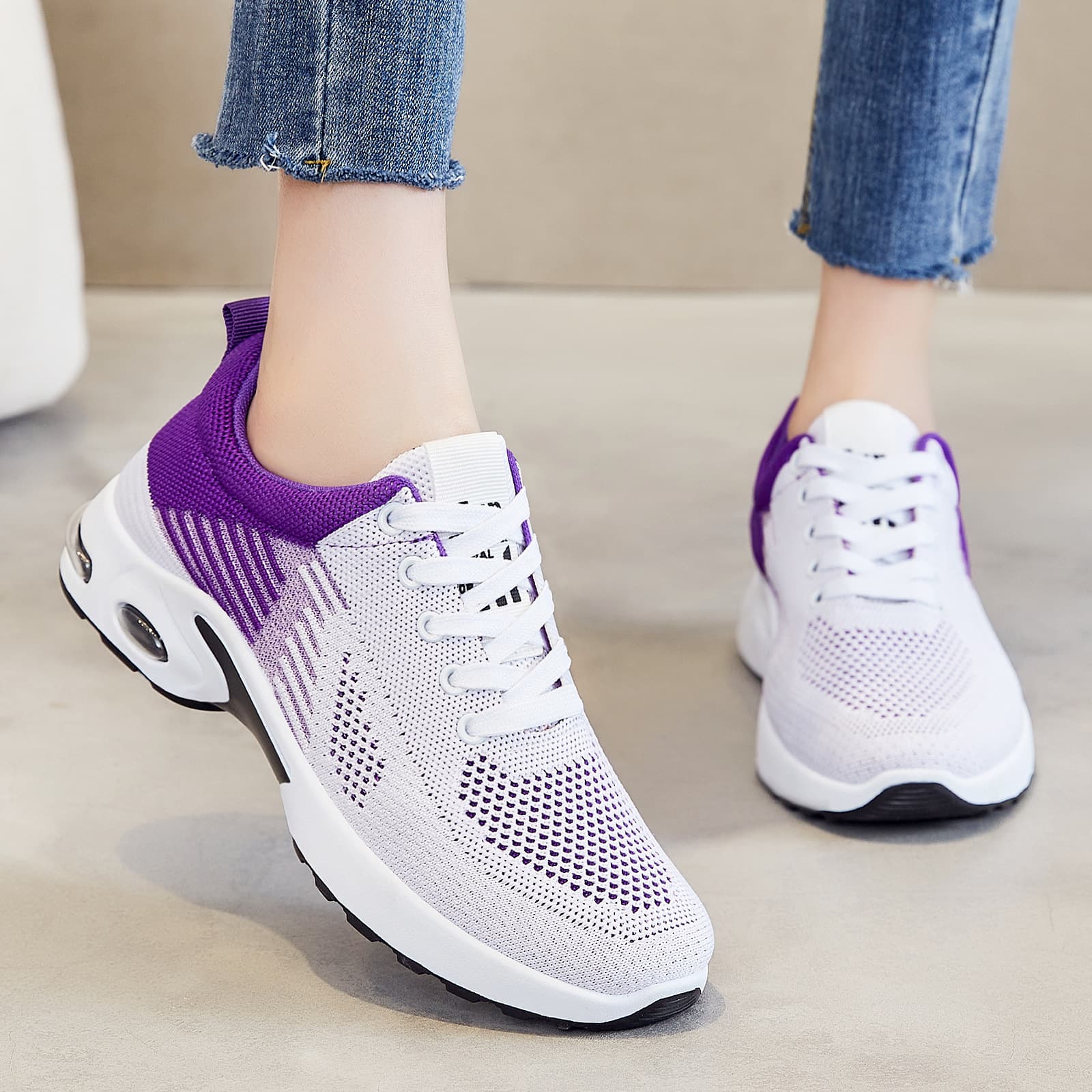 Sports shoes for women spring new mesh fly woven breathable women's shoes popular fashion casual shoes women's cross-border running shoes