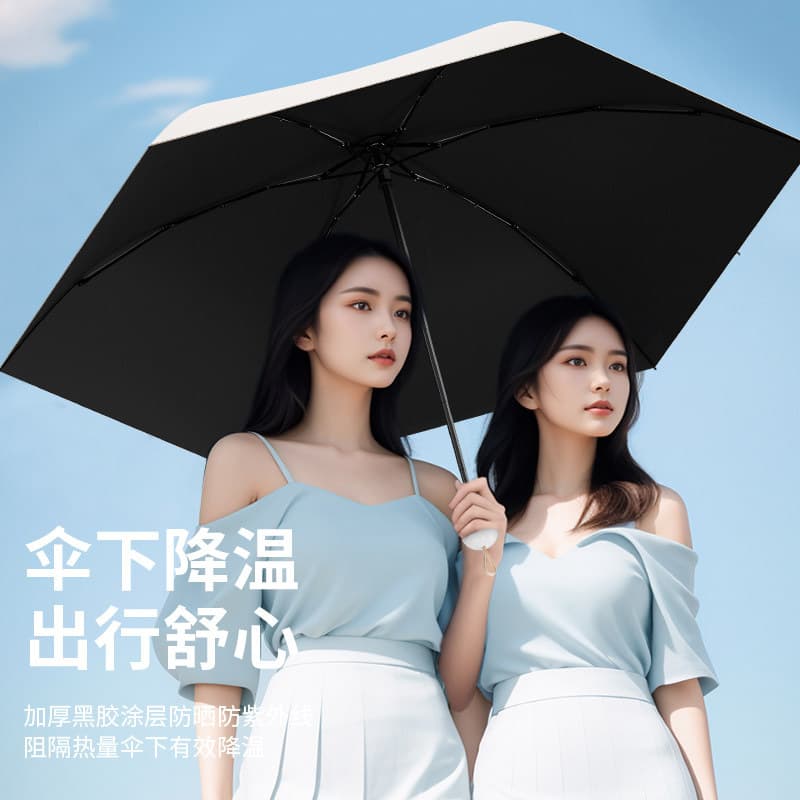 Small capsule, handheld umbrella solar-powered, sun protection, UF-protection 3