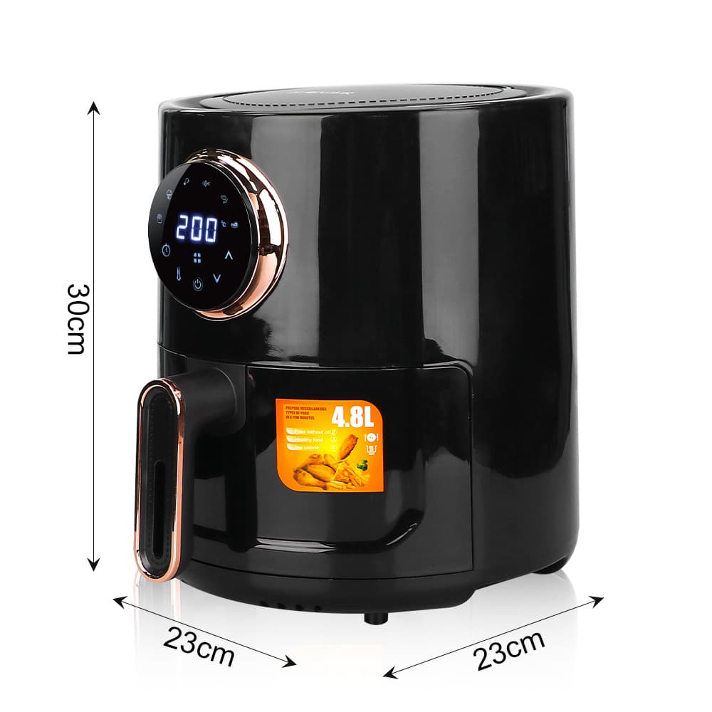 RAF European regulations 4L black automatic touch display air fried pot smart small electric frying potatrous fries machine 5