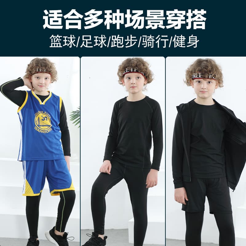 Summer children's quick dry leggings for gym, basketball flower boy costume for training, football sports suit, tight, for running 2