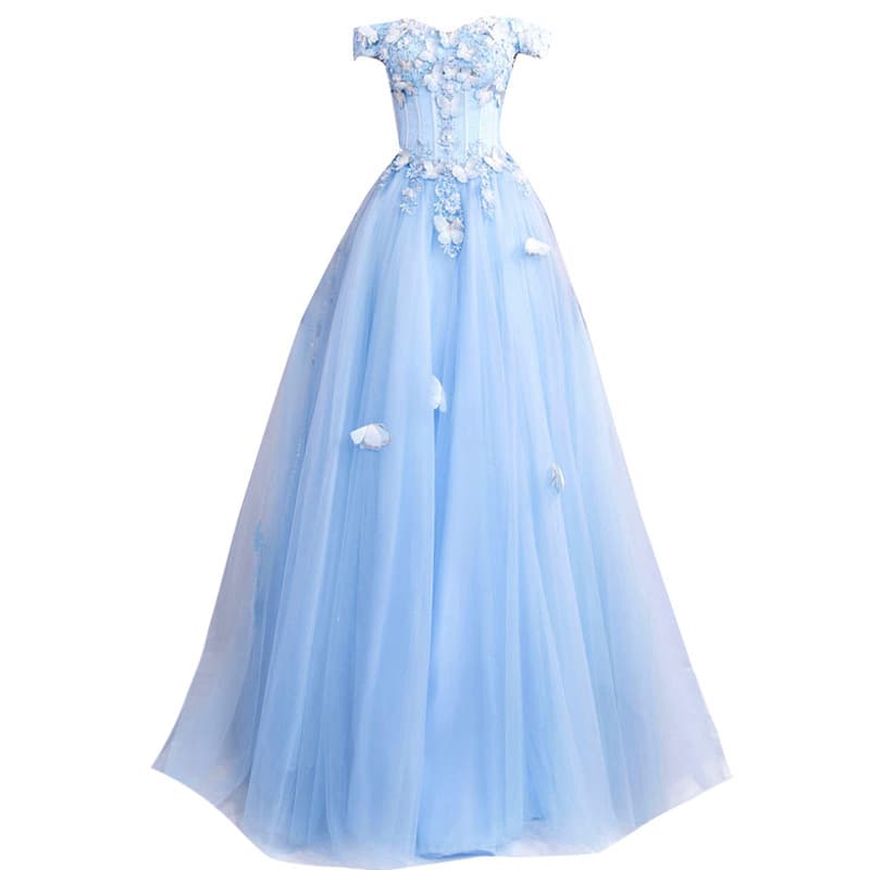 Blue summer wedding dress for bride, evening dress 5