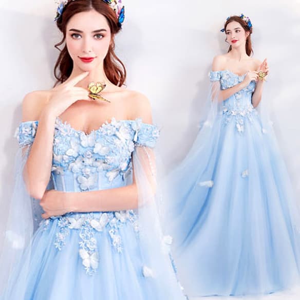 Blue summer wedding dress for bride, evening dress 1
